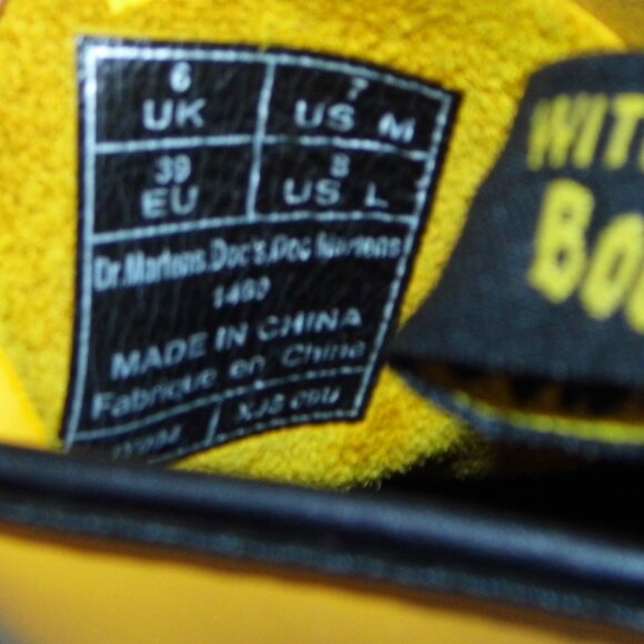DR. MARTENS 1460 Smooth Yellow Leather Boots Womens Size 8 - Picture 7 of 7